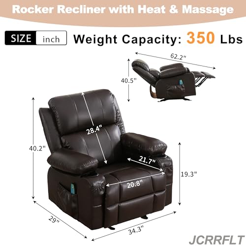 Brown Heated Massage Rocker Recliner Chair with Footrest Z99970