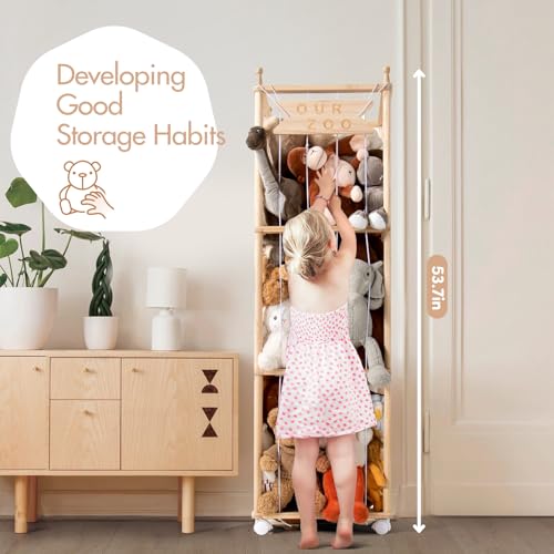 Wood Stuffed Animal Storage, Extra Large Capacity Plush Toy Cage, 54 inch W23456