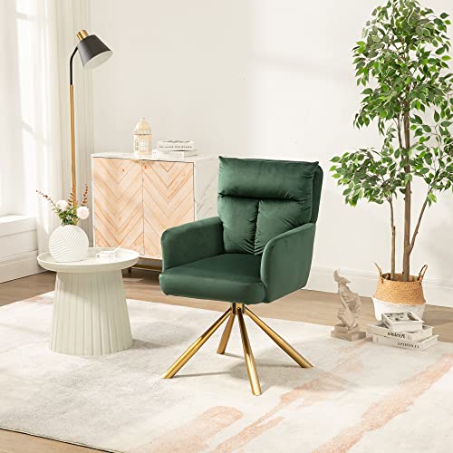Dark Blue Velvet Desk Chair with Gold Legs X37696