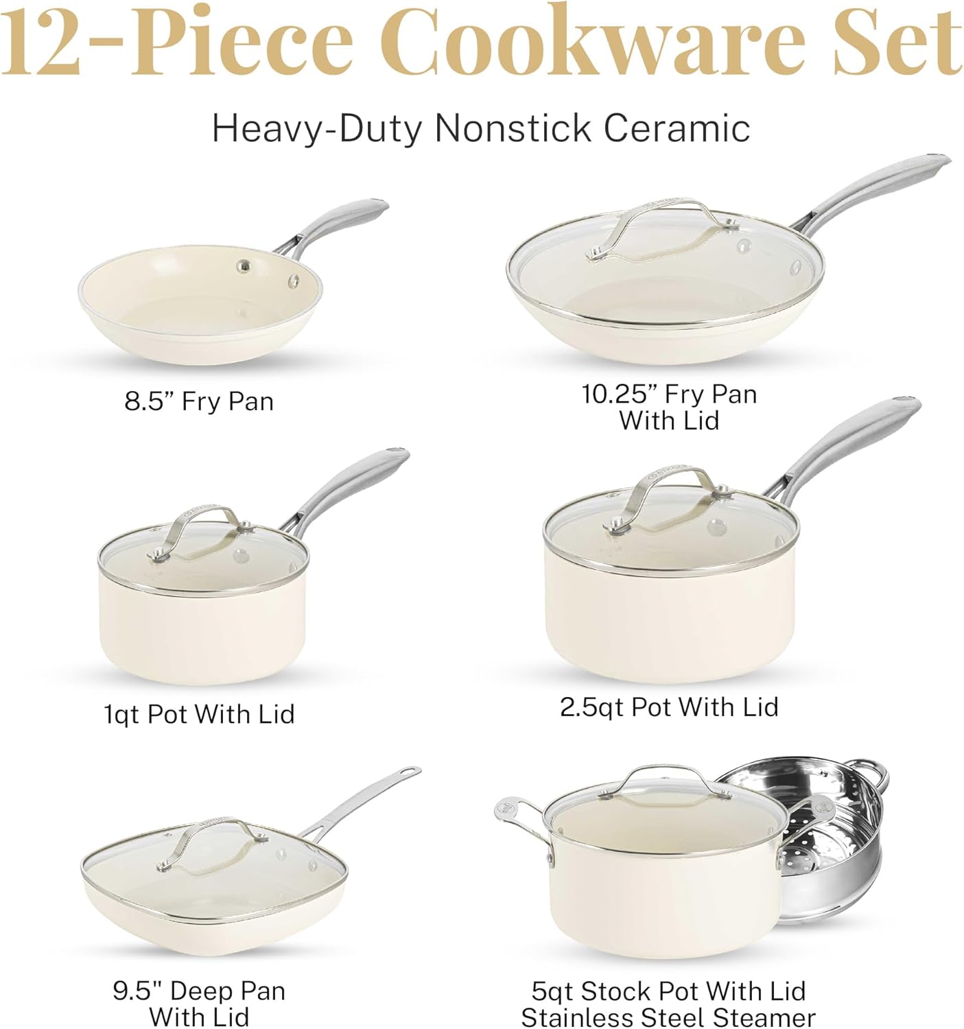 12 Pc Non Stick Ceramic Pots and Pans Set X649374