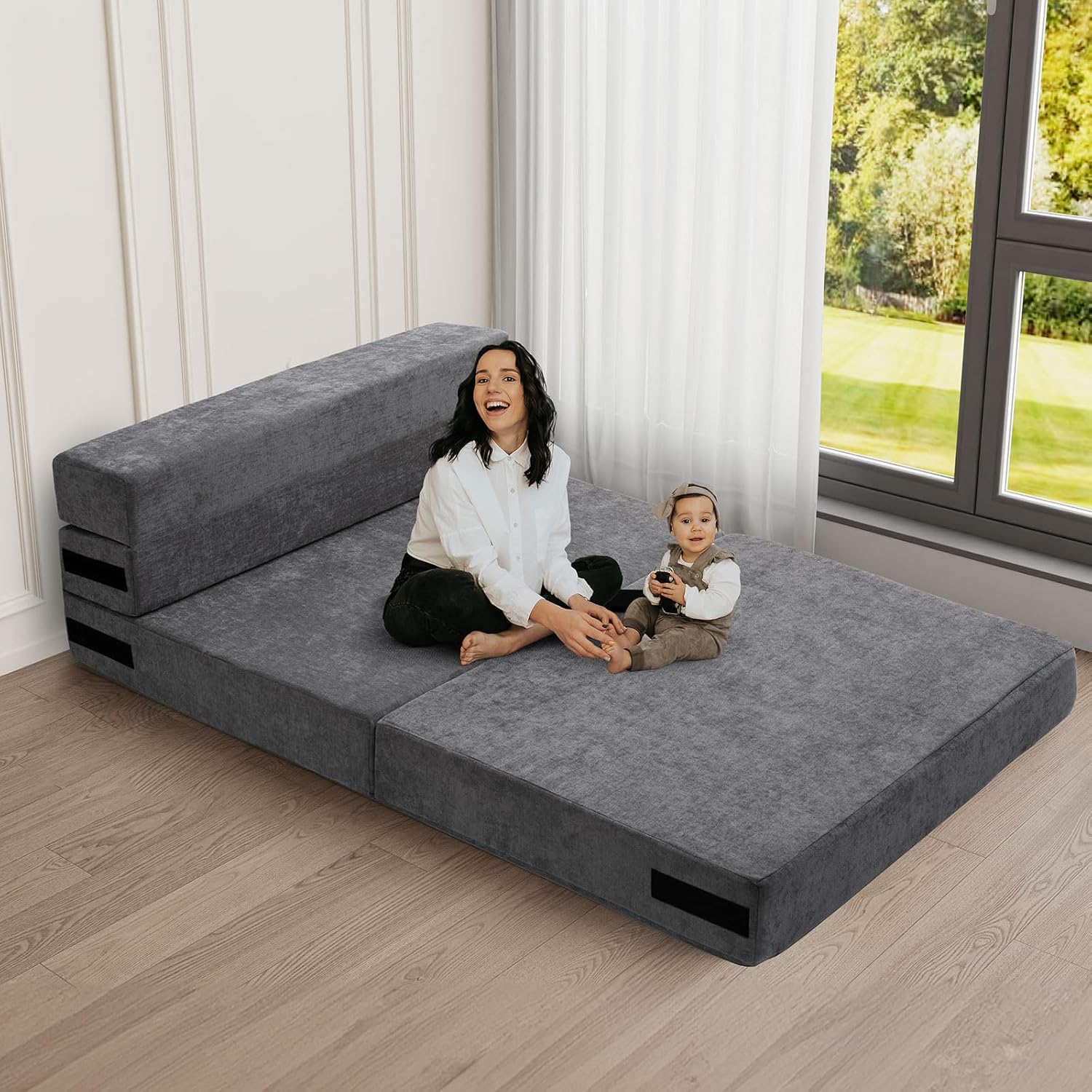 Gray Folding Sofa Bed with Pillow G156408