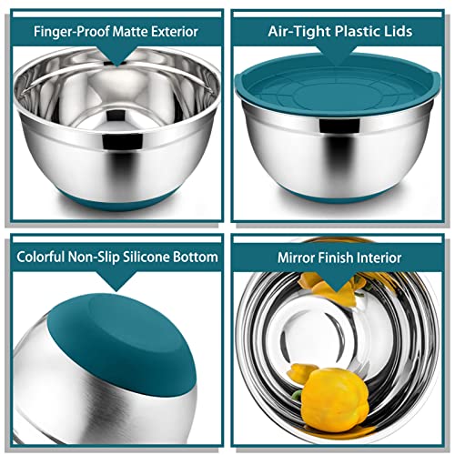 Set of 5 Stainless Steel Mixing Bowls with Lids (Black) Y322394