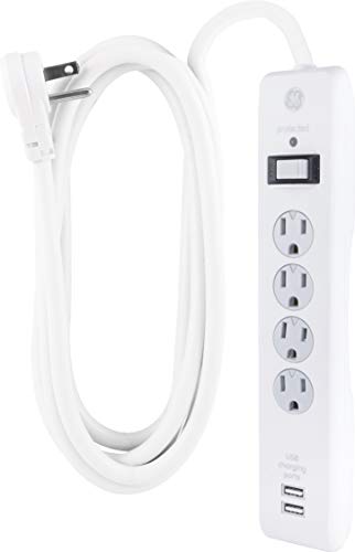 4 Outlets 2 USB Ports Surge Protector with 8ft Power Cord White W651766