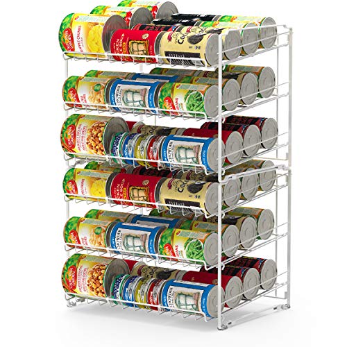 Stackable Can Rack, Silver, Adjustable Plastic Dividers, Holds 36 Cans L670915