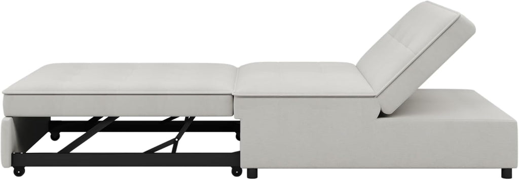 White 4-in-1 Folding Ottoman Bed with Storage Pocket and USB Port P71422