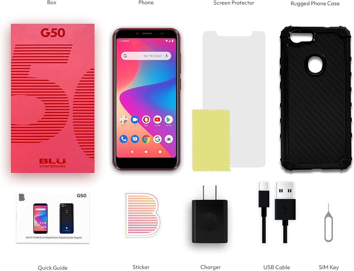 Red 5.5" HD+ Display 32 GB Unlocked Smartphone J273