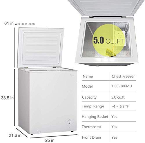 White 10 Cu.Ft Chest Freezer with 3 Removable Basket and Lock P2558