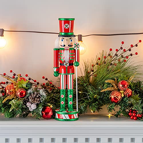 Red White Green Wooden Christmas Nutcracker 15" V22489