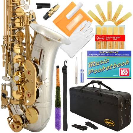 Silver Alto Saxophone with 11 Reeds and Case B565