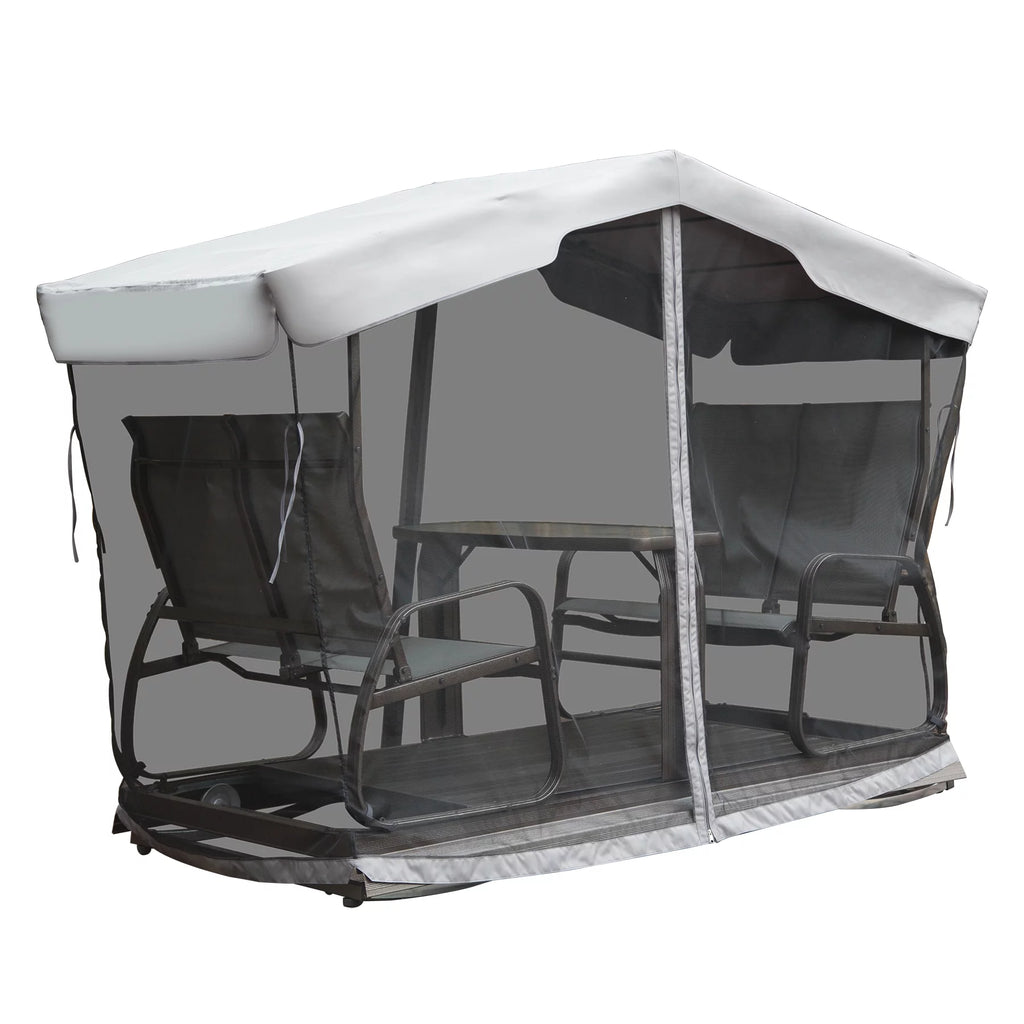 4-Seat Outdoor Metal Glider Bench with Canopy F80453