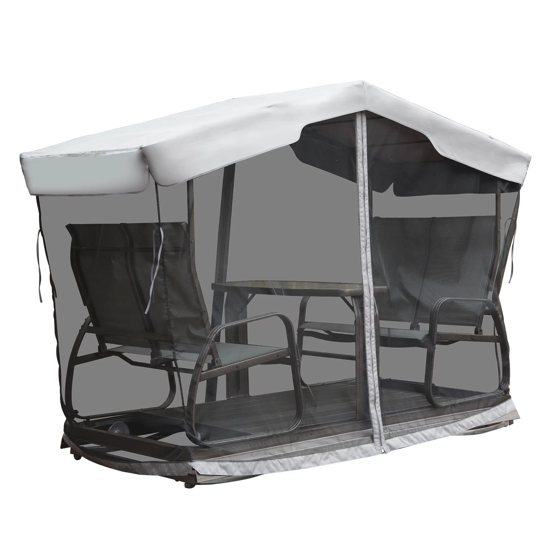 4-Seat Outdoor Metal Glider Bench with Canopy F80453