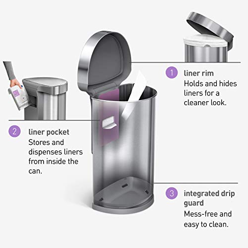 45 Liter Semi-Round Automatic Sensor Trash Can, Brushed Stainless Steel Y31174