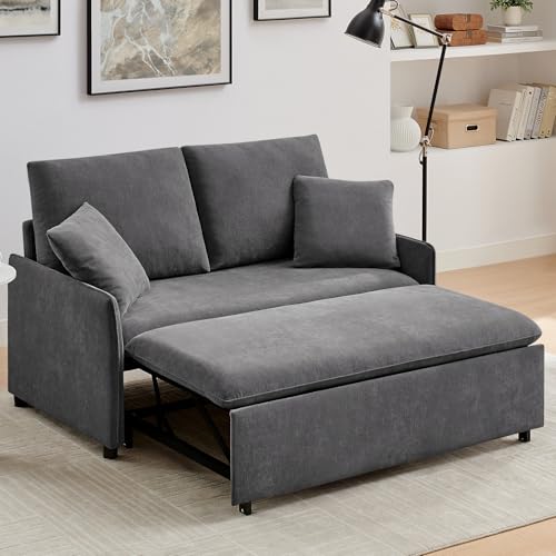Beige 3-in-1 Convertible Sleeper Sofa Bed with Chenille W765679
