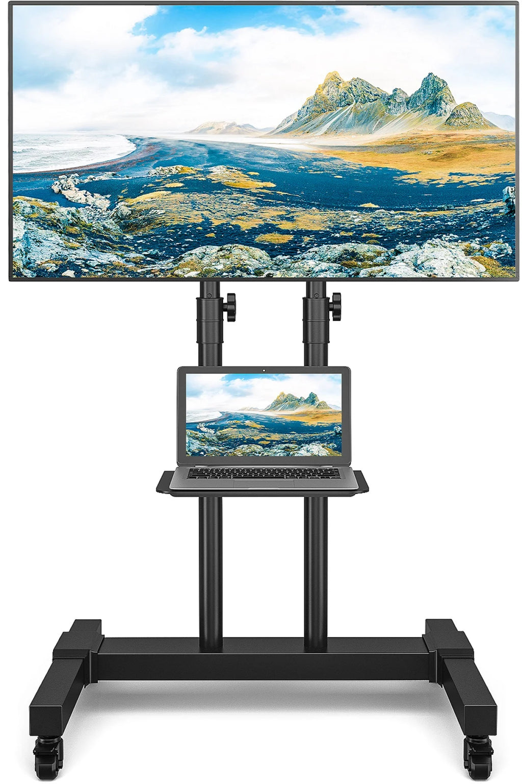 Black Heavy Duty Rolling TV Cart for TVs up to 75 inch O638396