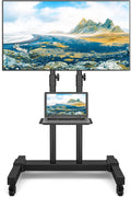 Black Heavy Duty Rolling TV Cart for TVs up to 75 inch O638396