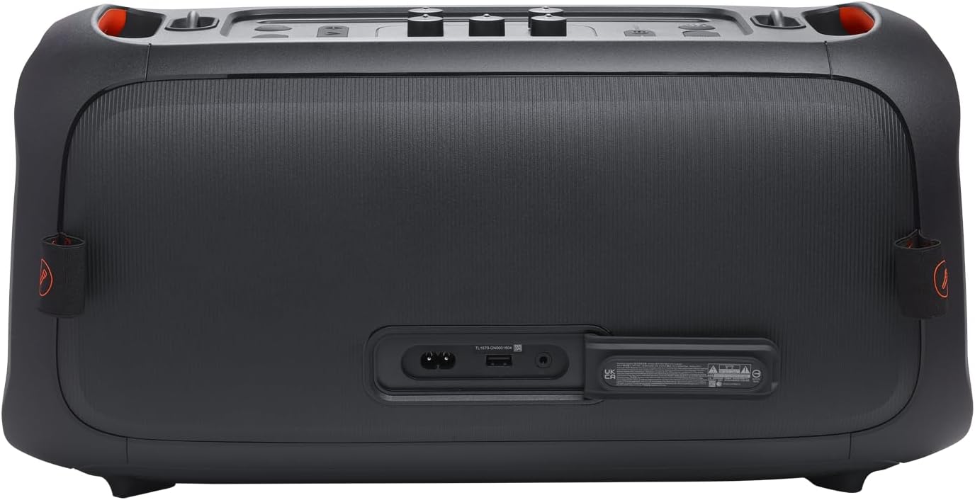Portable party speaker with built-in lights and wireless mic, IPX4 splashproof protection, 6 hours of playtime, shoulder strap V5666