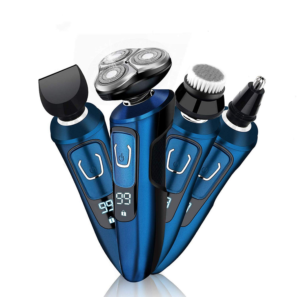 4 in 1 Electric Razor with Nose Hair Trimmer, Beard Trimmer, and Facial Cleaning Brush I33742