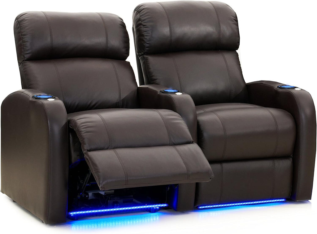Brown Top-Grain Leather Theater Chairs with Power Recline M727