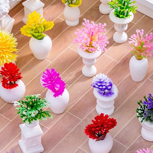 10PCS Mini Flowers Miniatures for Fairy Garden Figurines Accessories Tiny Potted Plants L644027