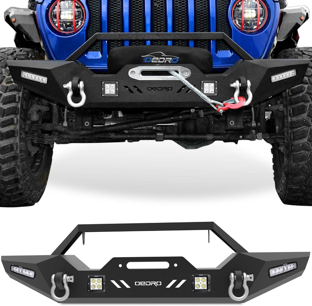 Front Bumper with Winch Plate Mounting & 4 x LED Lights & 2 x D-Rings Z6844