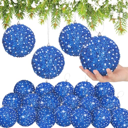 24 Pcs 4" Glitter Christmas Ball Ornament Set D8012