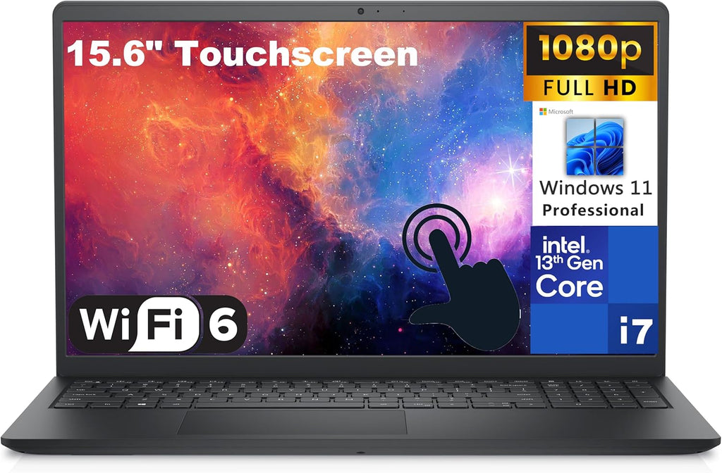 15.6" Touchscreen FHD Laptop Computer, 13th Gen Intel i7-1355U, 16GB DDR4 RAM, 1TB PCIe SSD, Carbon Black, Windows 11 Home U306