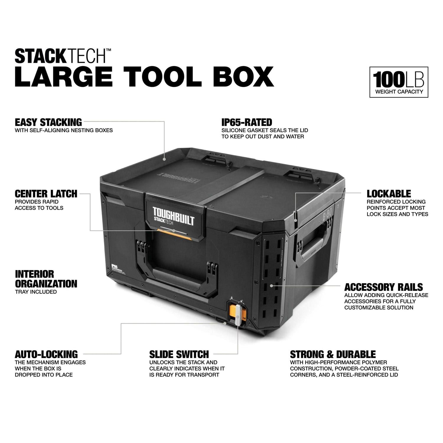 Large 21-in Black Plastic Lockable Tool Box D5055