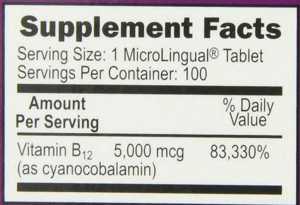 Vitamin B12 Tablets, 5000 mcg, 100 Count T399