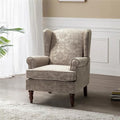 Wingback Accent Chairs Set of 2 with Wood Legs, Fabric Armchairs D403