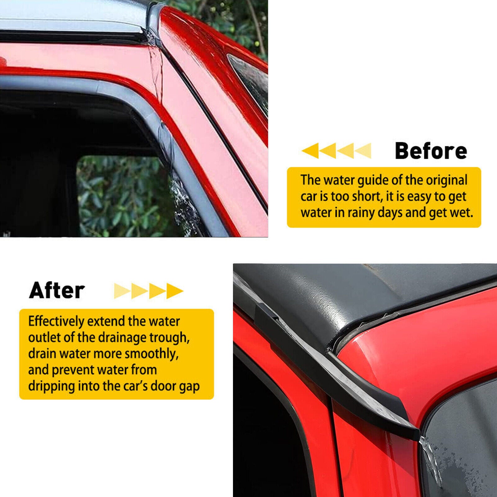 Car Roof Water Rain Diverter Gutter Extension U731520