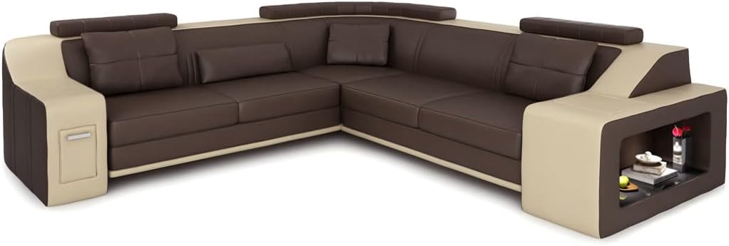 Brown Leather Corner Sofa U88780