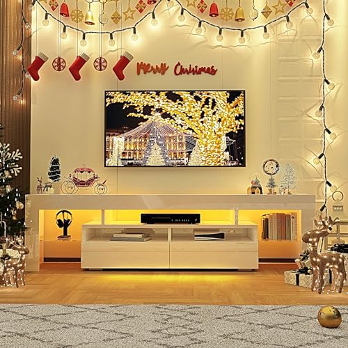White High Gloss TV Stand with Storage Drawer U145432