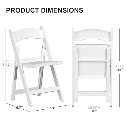 4 Pack White Folding Chairs with Cushion V531885