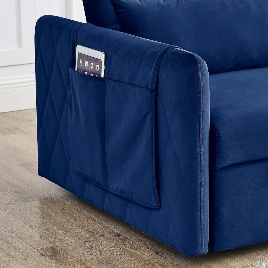 55" Velvet Convertible Sleeper Sofa with Pull Out Bed W171