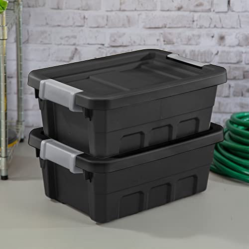 Black 6-Pack Plastic Stacker Tote Storage Bin D7636