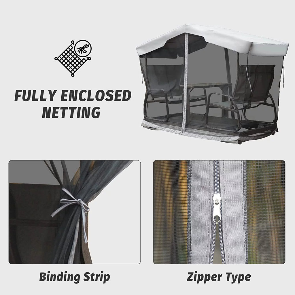 4-Seat Outdoor Metal Glider Bench with Canopy F80453