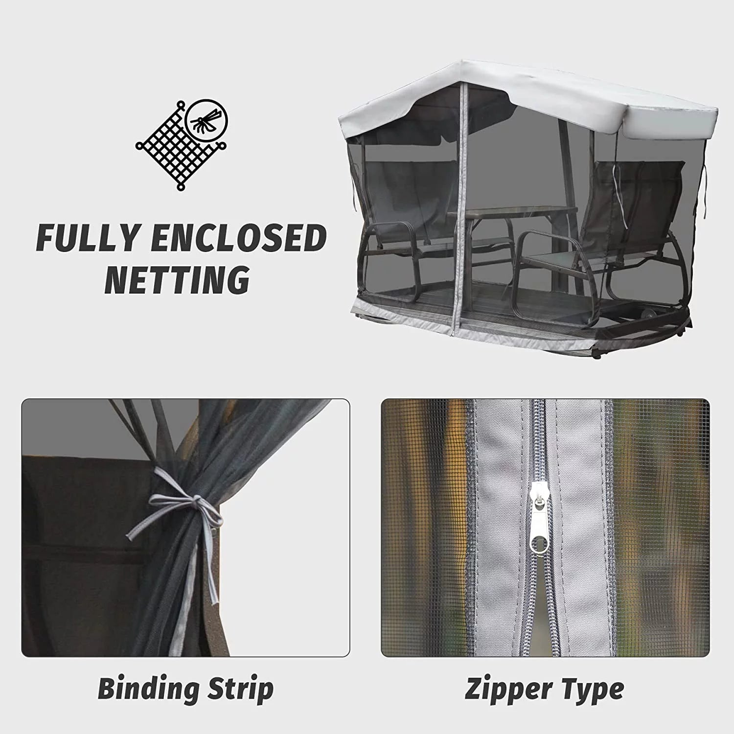 4-Seat Outdoor Metal Glider Bench with Canopy F80453