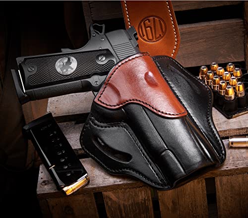 Right Hand OWB Leather Gun Holster for Belts fits All 1911 Models with 4" and 5" Barrels C296739