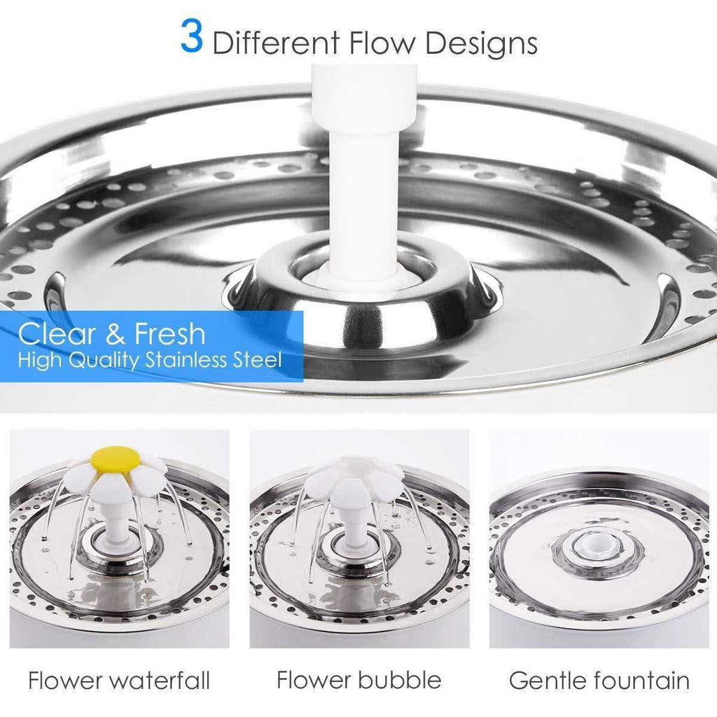 2.4L/81oz Automatic Cat Water Fountain with Stainless Steel Lid and LED Light J430296