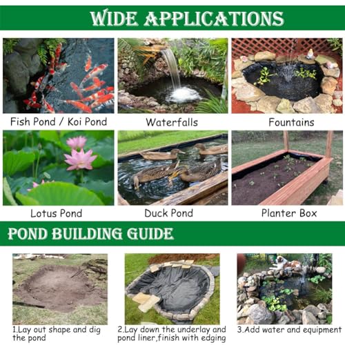 Black 20 Mil HDPE Pond Liner 10×13ft Z944