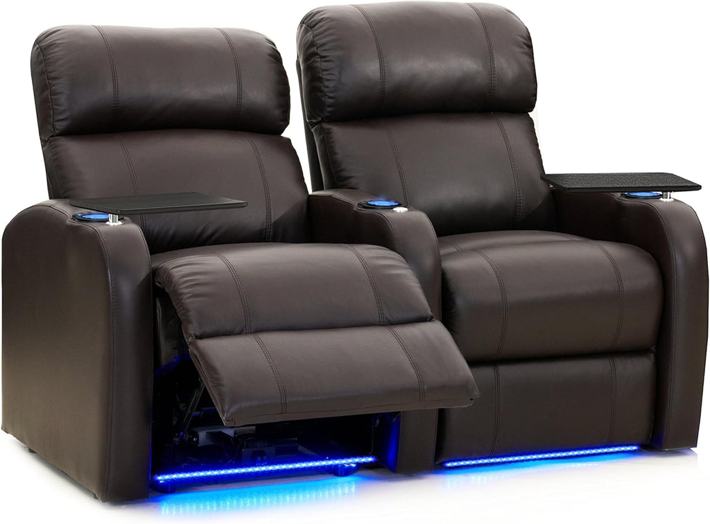 Brown Top-Grain Leather Theater Chairs with Power Recline M727