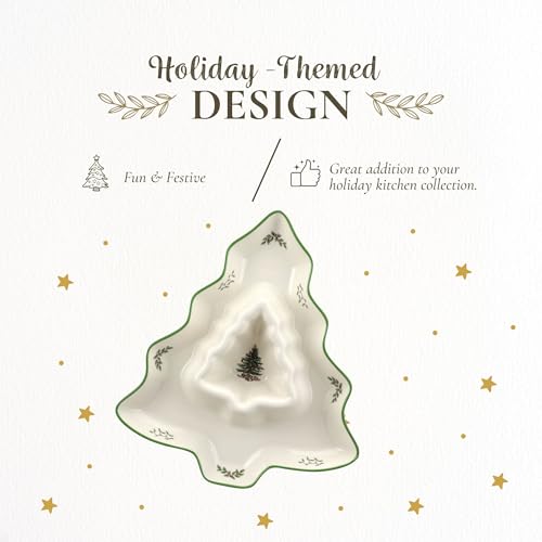 Christmas Tree 14-Inch Tree-Shaped Serving Plate Fine Porcelain Holiday Tableware D416506