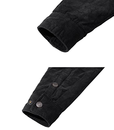 Men's Corduroy Quilted Lined Padded Hoodies Cotton 5 Pockets Hooded Button Down Jackets & Coats Z8539