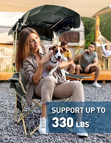 Folding Camping Chair with Canopy and Cup Holder T82380