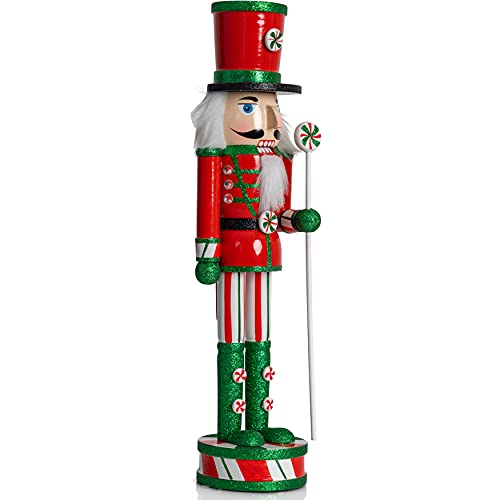 Red White Green Wooden Christmas Nutcracker 15" V22489