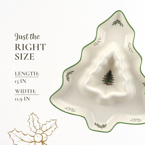 Christmas Tree 14-Inch Tree-Shaped Serving Plate Fine Porcelain Holiday Tableware D416506