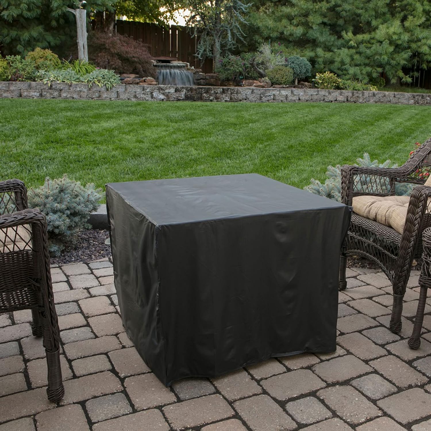 Black 30 Inch Square 30,000 BTU LP Gas Outdoor Fire Pit Table E7552