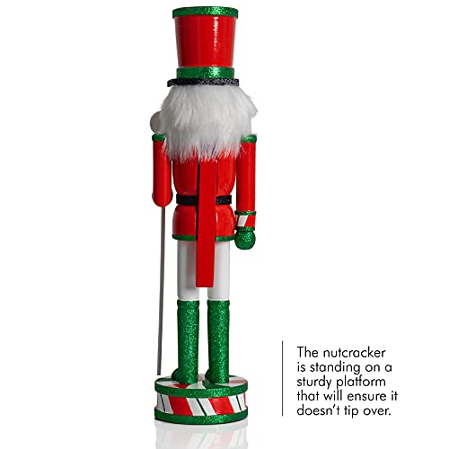 Red White Green Wooden Christmas Nutcracker 15" V22489