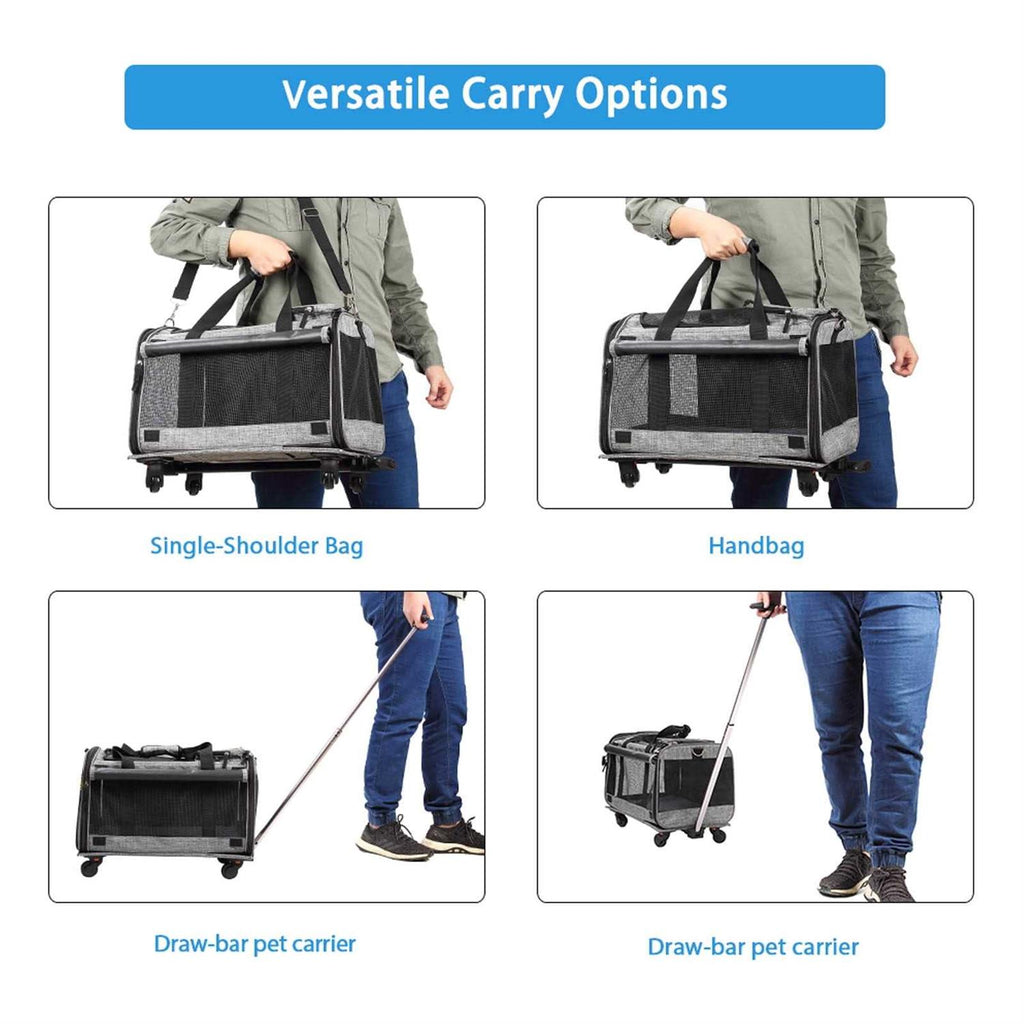 Pet Carrier with Wheels Airline Approved Dog Cat Carrier T97934