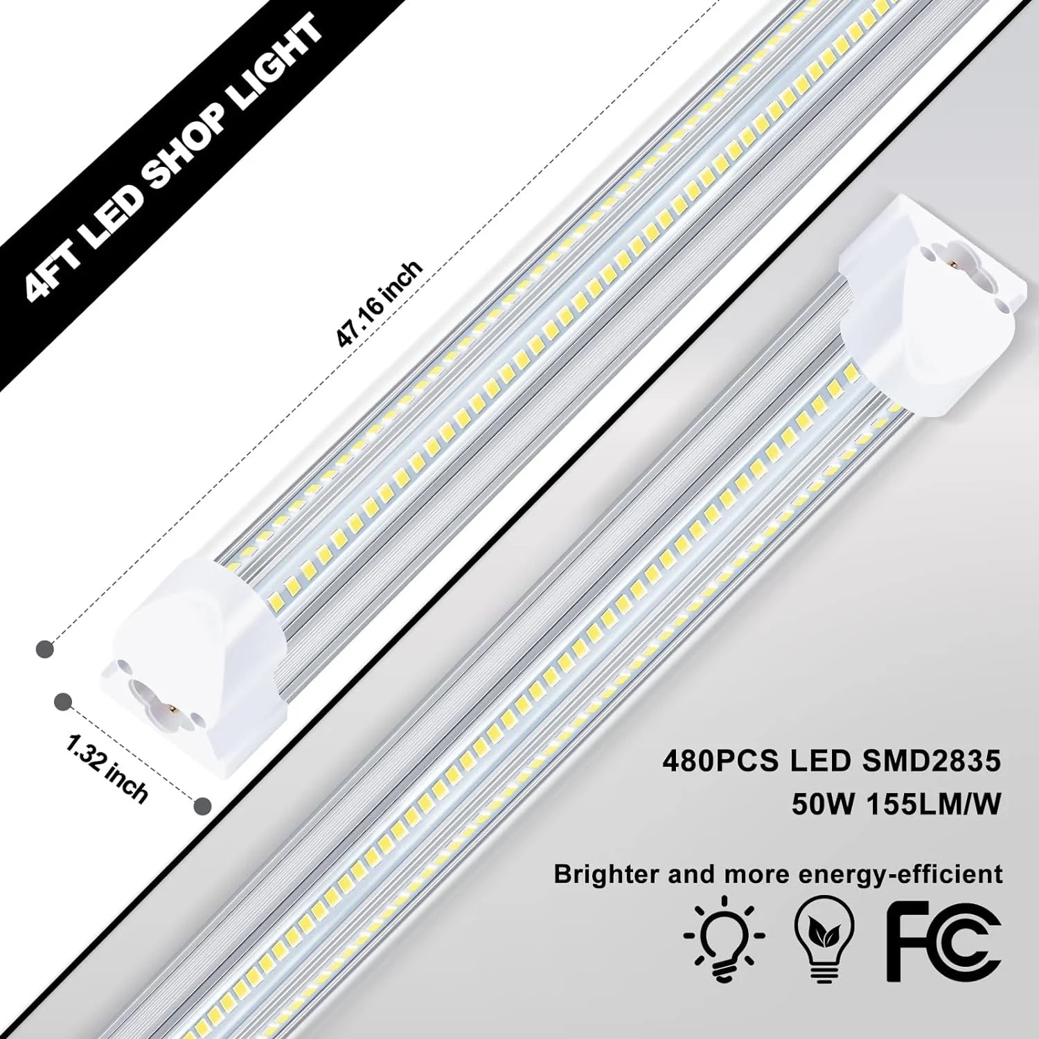 10 Pack 4FT 50W 7750Lumen 6000K LED Light Fixture Q1638